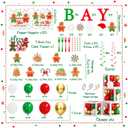 Christmas Gingerbread Gender Reveal Decorations Red Green Christmas Gender Reveal Paper Plates Napkin Tablecloth Balloons Boxes Tablecloth Backdrop Cake Topper for Xmas Baby Shower Party Decor