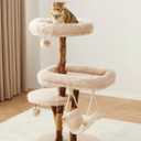 Letkind Modern Cat Tree Tower for Large Indoor Cats, Perches-Natural Solid Wood Cat Tower with Sisal Scratching Post, Perches, Hammock & PlayBalls, Aesthetic Boho Cat Furniture