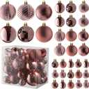 Prextex 36-Pieces Champagne Christmas Ornaments Set - Shatterproof, Festive Christmas Balls Decorations in 3 Sizes and 6 Styles with Hanging Loops for Tree, Wreath, and Dazzling Holiday Party Decor