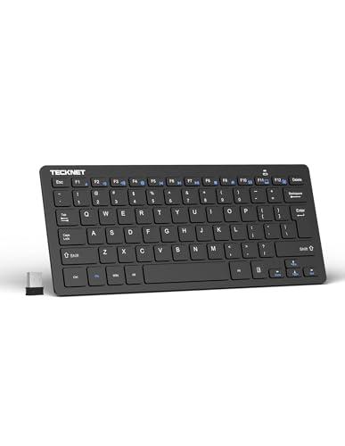 TECKNET 2.4G Wireless Keyboard - Mini Compact Keyboard with Media Hotkeys, 12-Month Battery Life, Compatible with PC, Desktop, Laptop, Smart TV - Black