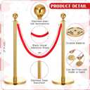 Lyrow 4 Set Prom Send Off 2026 with Carpet Runner Stainless Steel Stanchion 7 x 5 ft Class of 2026 Prom Background 3.3 x 16.5 ft Carpet Runner Velvet Ropes for Graduation Party Decoration(Red)