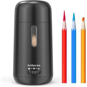 Aniborsa Automatic Electric Pencil Sharpener - Auto Feed, Auto Stop & Auto Eject, Rechargeable for Classroom, Home, School, Office, Black