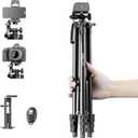 KINGJOY 71" Camera Tripod, Lightweight Aluminum Tripod for Canon Nikon Phone Tablet, with Phone Tablet Mount, Wireless Remote, Carry Bag, Max 6.6LB