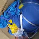 Bounce House, Inflatable Dual Water Slide, 10 in 1 Inflatable Bounce House for Kids Backyard Water Park with 750W Blower, Climbing Wall, Water Gun, Sprinkler, Outdoor Bouncy Castle Slide