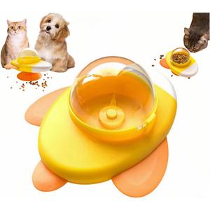 2026 new Rocket Shape 360 Rotating Puzzle Feeder for Cats - Interactive Treat Dispenser Toy for Indoor Play, Slow Eating & Mental Stimulation.