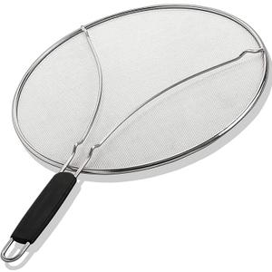 BergKoch Splatter Screen for Frying Pan - 13 Inch Stainless Steel Grease Splatter Guard - Cover Oil Splash when Sizzling Bacon, Cooking Fried Chicken or Popcorn (13 Inch)