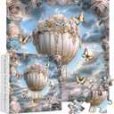 Hot Air Balloon Puzzle 1000 Pieces, PICKFORU Fantasy Butterfly Rose Flower Jigsaw Puzzle, Impossible Unique Nature Art Theme, Challenging for Adults
