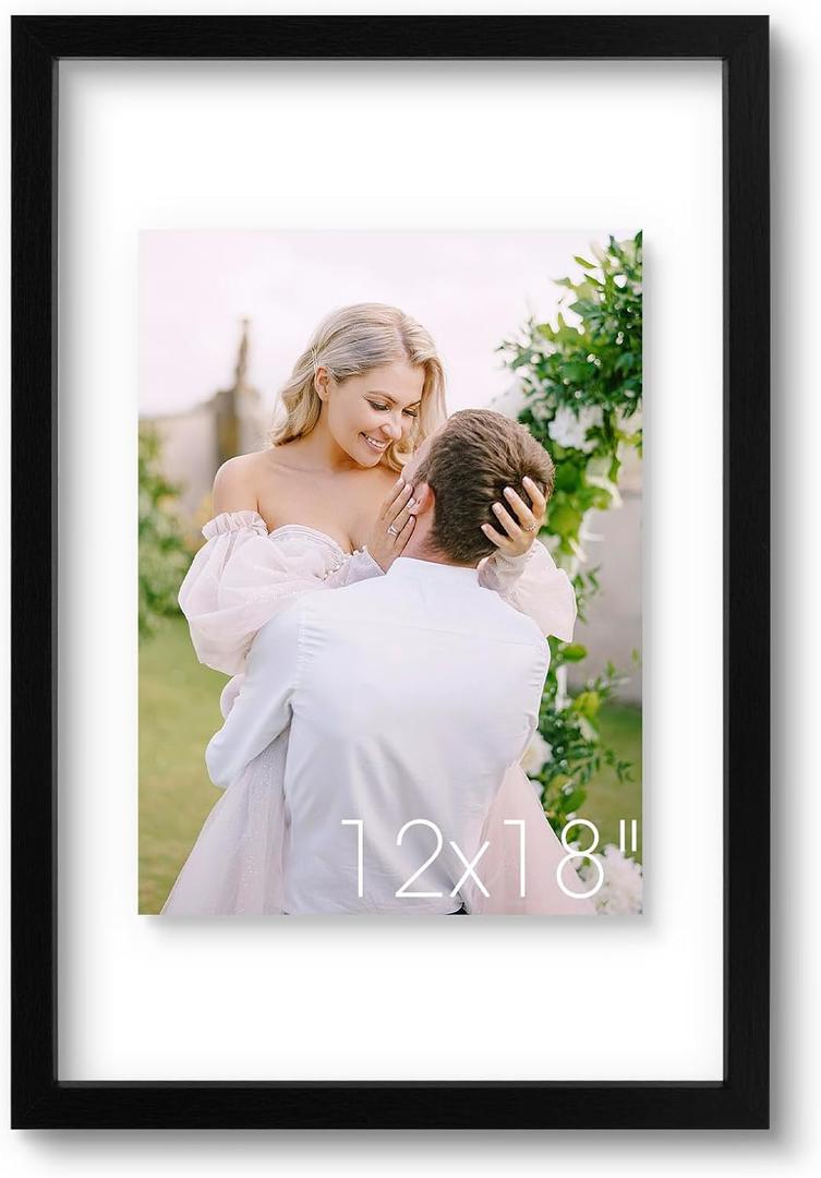 12x18 Floating Picture Frame Black - Solid Wood for Pressed Flower -1 Pack
Real Glass of Front - Use as 11x14 or 11x17 Picture Frame - for Wall Mount Display (Black, 1 Pack)