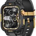 AmBand M1 Sport Case Band for Apple Watch 41mm 40mm 38mm, Shockproof & Scratch Resistant Rugged Bumper for Men, Black Gold