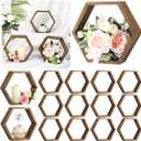 Barydat 12 Pcs 8 Inch Hexagon Shelves Wedding Table Decorations Hexagon Wood Centerpiece Geometric Terrarium Decorative Honeycomb Floating Storage Shelf for Home Office Room (Brown)