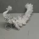 Retisee 15 Inch Christmas Peacock Tree Topper Christmas Ornaments Artificial Feather Glitter White Peacock Xmas Decorations for Xmas Wedding Party Tree Decor