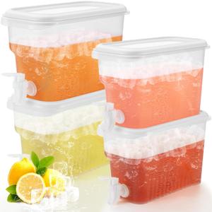 Hoolerry 4 Pack 0.8 & 1.35 Gallon Drink Dispenser for Fridge with Spigot Plastic Beverage Container for Juice Lemonade Iced Tea Water Refrigerator Drink Dispenser for Parties