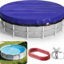 Evoio 18 ft Pool Cover for Above Ground Pools Round 18Ft Covers for Circle Inflatable Metal Frame Swimming Pool or Hot Tub, 18 Foot Feet Diameter Blue Heavy Duty Dustproof Pools Blanket Covers