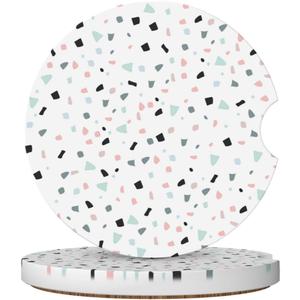 2 x Abstract Pattern Car Coasters for Cup Holders,2 Pack Car Cup Holder Coasters for Car,Ceramic Absorbent Car Coaster with A Finger Notch and Cork Base,Car Interior Accessories for Women Men