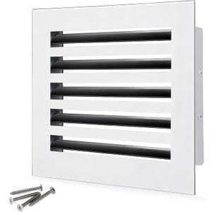 10x10 Modern AC Vent Cover Decorative Air Vent Register Grille, Linear Slot Diffuser, Adjustable Airflow, Quiet Operation, HVAC Vent Cover for Ceiling, Wall & Floor, White Aluminum Alloy