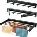 Wall Mounted Drying Rack, Aluminum Collapsible, 88 lbs Capacity, Foldable Laundry Rack for Drying Clothes (Black)