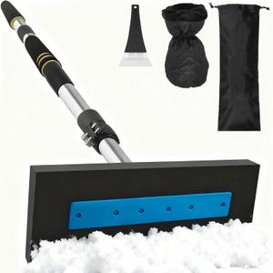 Frebuta Snow Brush for Car Non Scratch, 33 to 67in Snow Remover for Cars Ice Scrapers for Car Windshield Automotive Long Handle Splicing Extension Pole with Foam Head Snow Broom for SUV Truck