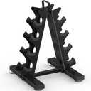 TomCare Dumbbell Rack Stand Only, Weight Rack for Dumbell Set Home Gym Storage Stand for Weights Metal A-Frame Strength Training Dumbbell Holder with Handle (Dumbells not Included) (4 Tier(5-15 LB))