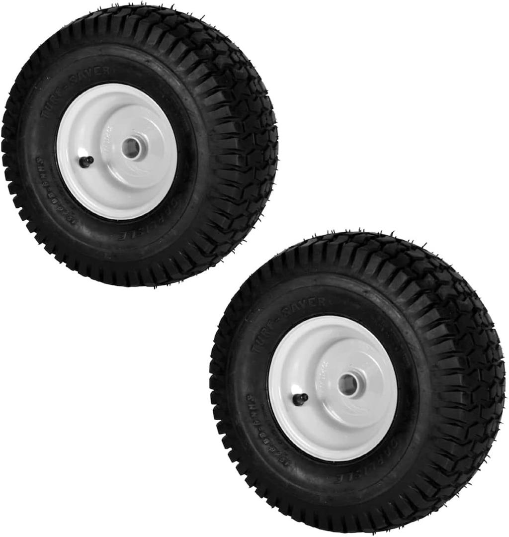 Rocky Mountain Goods 15x6.00 6 NHS Lawn Mower Tire and Wheel - Replacement Wheel for Craftsman, John Deere, Cub Cadet, Riding Mower, Tractor - Turf Saver Tread - Heavy Duty 4 Ply - Tubeless Tire (2)