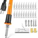 Honoson 30 Pieces Electric Hot Knife Cutter Tool, 20 Pieces Blades, 3 Blade Holders, 2 Pyrography Blades, Metal Stand Hot Carving Knife for Cutting Carving Soft Thin Foam Cloth Stencil