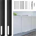 5x5 Vinyl Fence Post Concrete Mount 2 Pack Black Surface Mount Base for Acrylic Fence Posts, Heavy Duty Steel, Fits 48 Inch Posts