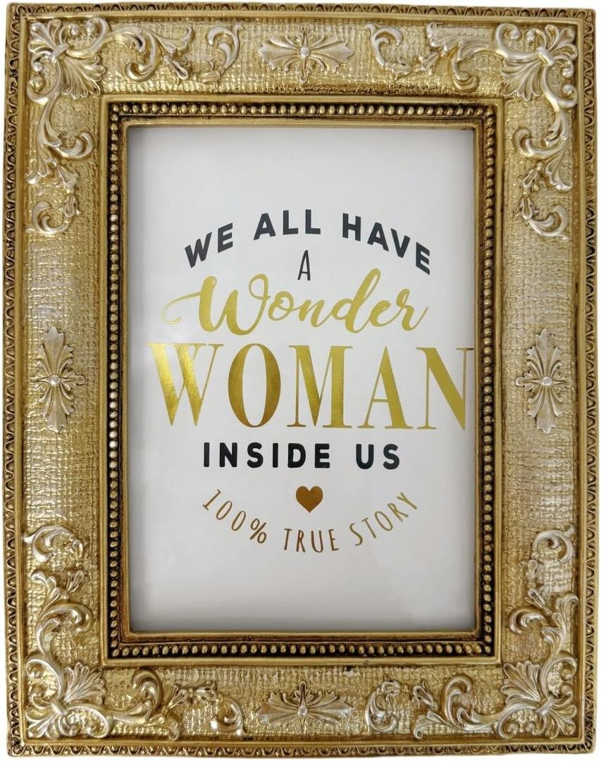 Antique Gold Frame 5x7 Tabletop & Wall Display Ornate Vintage Floral Picture Frames 5 x 7 with Silver Embossed Flowers