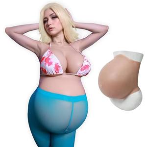 ROANYER Silicone Fake Pregnant Belly Realistic Twins Baby Bump False Pregnancy 5-9 Month For Film Props Cosplay Costumes(Twins - Caucasian)