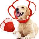 Allroaring Dog Cone Collar After Surgery, Soft Dog Cones for Large Dogs, Breathable Pet Elizabethan Collar Dogs Recovery Cone to Stop Licking Protective Wound Lightweight E-Collar, Red XL (X-Large (Neck Girth: 16.5" - 21.6"))