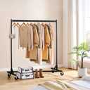 Hoctieon Z Rack, Rolling Clothes Racks with Z-Base, Heavy Duty Garment Rack, Clothing Racks for Hanging Clothes, Sturdy Metal Hanging Holder, Clothes Organizer Rack, Black