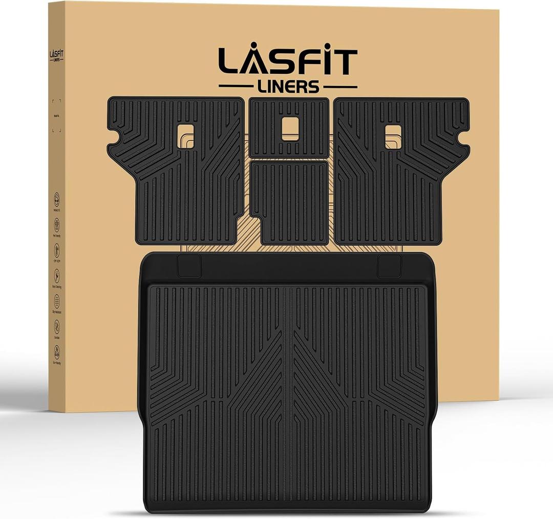 LASFIT Cargo Mat for Toyota 4Runner 2010-2024 (Only Fit 5-Seats) Back Seat Protector for 5th gen 4Runner Seater Accessories (Fit W/O Sliding Cargo Tray, Rear Backrest Mats+Rear Trunk Mat)