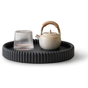 Coffee Table Tray, Home Decor Round Tray, Concrete Black Coffee Table Decor Trays, Serving Decorative Trays for Dining Table (11")