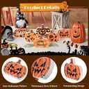 MoDooris 6PCS Halloween Pumpkin Decor Wooden Tiered Tray Decor Halloween Table Sign Fall Pumpkin Freestanding Blocks Signs for Halloween Thanksgiving Fall Party Mantel Farmhouse Home Indoor Decoration