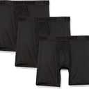 Terramar mens Performance Underwear Boxer Briefs 6 Inch Inseam With 4-way Stretch (3 Pack) (Black)