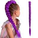 Purple clip in hair extensions 26 Inch long purple ponytail extension for braids Halloween Costume Cosplay (Purple, 26 Inch)