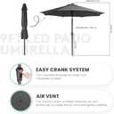 JEAREY 9FT Outdoor Patio Umbrella with Solar Lights, LED Lighted Pool Umbrella with Tilt and Crank, Outdoor Table Umbrellas for Deck, Yard & Market (Dark Gray)