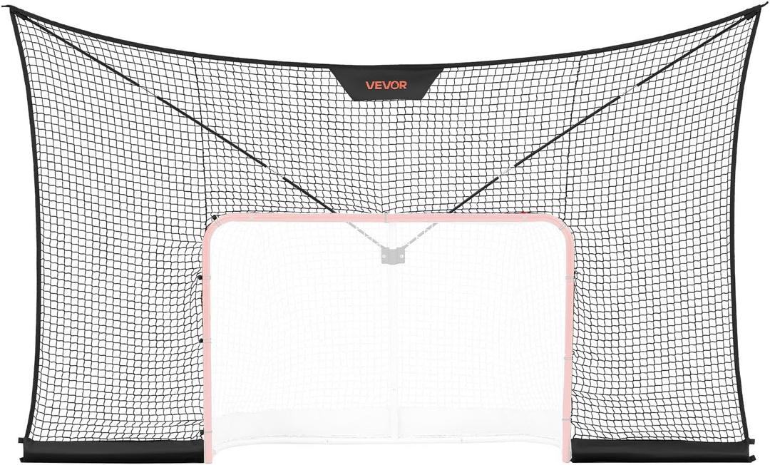 VEVOR Hockey Goal Goal and Backstop Net Set, 12x7 ft Durable Hockey Net with Extended Coverage, Lightweight Portable Complete Training Accessory Set, Easy Assembly, for Youth and Adults