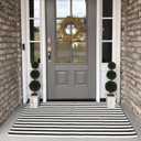 Collive Black and White Rug 3x5, Washable Outdoor Rug for Porch Cotton Woven Farmhouse Indoor Outdoor Rugs, Layered Welcome Door Mat, Floor Throw Carpet for Spring Front Door Decor Kitchen