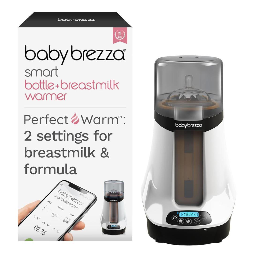 Baby Brezza Smart Baby Bottle Warmer, Breastmilk Warmer + Defroster  Free App - Only Brand with Different Temperatures for Breastmilk + Formula - Universal Fit for All Bottles + Milk Bags (1 Count (Pack of 1))
