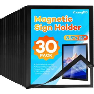 YixangDD 30 Pack Magnetic Sign Holder 8.5 x 11, Self-Adhesive Magnetic Wall Mount Sign Holder, Magnetic Document Holder for Wall Window Office Poster Store