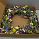 J'FLORU Spring Wreath 24 Inch Summer Wreaths for Front Door Artificial Flower Wreath with Daisy and Lavender for Indoor Outdoor and Easter Celebration