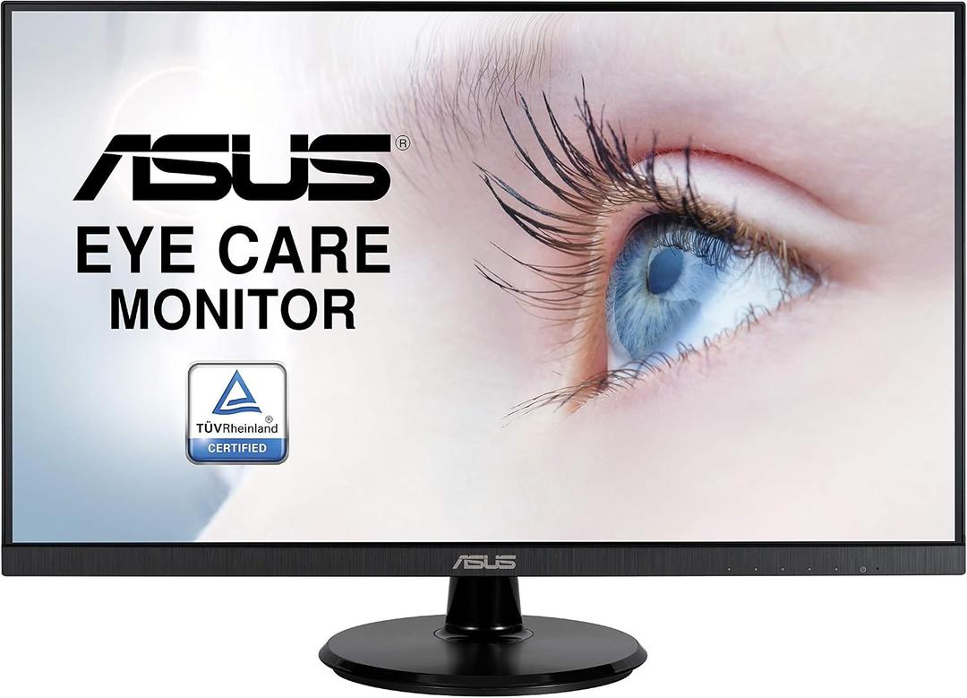 ASUS 27 1080P Monitor (VA27DQ) - Full HD, IPS, 75Hz, Speakers, Adaptive-sync/FreeSync, Low Blue Light, Flicker Free, VESA Mountable, Frameless, HDMI, VGA, DisplayPort, Tilt Adjustable, Black