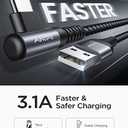 AINOPE USB to USB C Cable [2-Pack, 6.6ft] 3.1A Fast Charger Type C Right Angle, Resistant Nylon Braided C Type Charging Cable Compatible with Galaxy S10 S9 Plus S21, Note 10 9 LG, Type C Charger