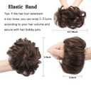 FESHFEN 100% Human Messy Bun - Human Hair Bun Real Elastic Scrunchies Hair Pieces Soft Fluffy Wavy Ponytail Extensions Updo Chignon Hairpieces for Women, Medium Chestnut Brown