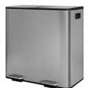 GarveeHome 2 x 10.6 gal Stainless Steel Double Trash Can with Lid for Kitchen, Large Dual Trash and Recycle Bin Combo, Step-on Kitchen Metal Garbage Cans, PP Inner Buckets, Liner Rim, Matte Grey