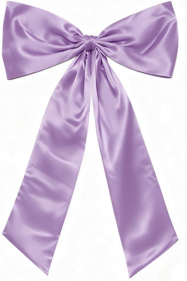Large Satin Bow Wall Decor, 41x26 Inch Oversized Coquette Bow for Girls Room, Bedroom, Birthday Party, Baby Shower, Bridal Shower, Purple