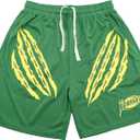 DIOTSR Mens Graphic Shorts Casual Flat Front Shorts Cool Streetwear Designer Shorts Drawstring Summer (Green, XL)