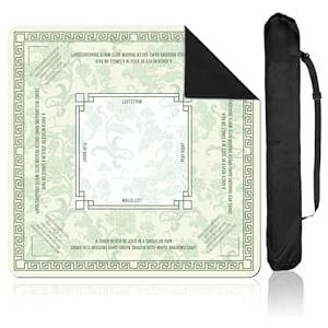 Scalloped Mahjong Mat Set with 1 Carrying Bag Anti Slip Noise Reduction Gaming Mat 31.531.5 Inch Green Gaming Tablemat Mahjong Accessories Gifts Multi Purpose Game Table Cover for Board Tile Games