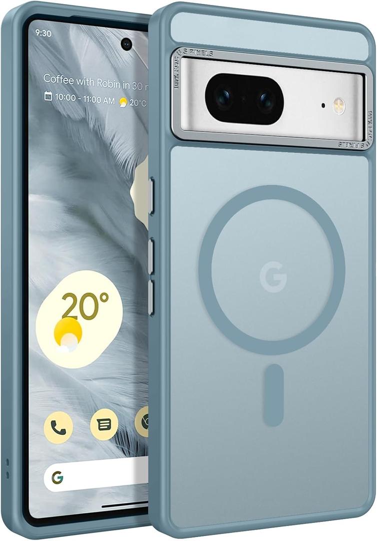 BENTOBEN for Google Pixel 7 Case [Compatible with Magsafe] Translucent Matte Magnetic Pixel 7 Case Magsafe Slim Thin Shockproof Women Men Protective Phone Cases Cover Google 7 Pixel 6.4", Grey Blue