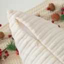 Kevin Textile 14x36 Inch Long Lumbar 1 Pack Plush Striped Corduroy Throw Pillow Cover Velvet Accent Decorative Long Body Rectangle Cushion Case for Living Room Couch Sofa Bed, Cream White