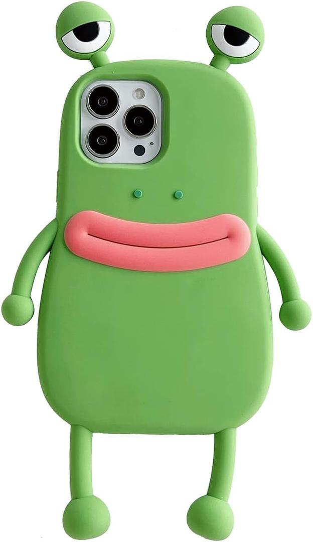 Yatchen Ugly Case Compatible with iPhone 17, Kawaii Phone Case 3D Cartoon Cute Frog Soft Silicone Unique Fun Cover Slim Fit Anti-Drop Protector for Women Girls Green